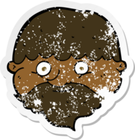 retro distressed sticker of a cartoon bearded man png