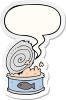 cartoon canned food with speech bubble sticker png