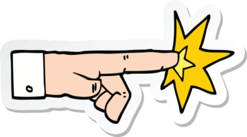 sticker of a cartoon pointing hand png