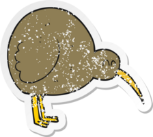 retro distressed sticker of a cartoon kiwi bird png