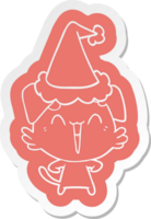 happy little dog quirky cartoon  sticker of a wearing santa hat png