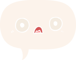 cute cartoon face with speech bubble in retro style png