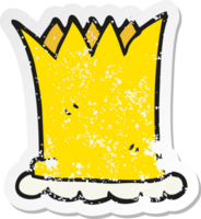 retro distressed sticker of a cartoon crown png