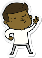 sticker of a cartoon model guy pouting png
