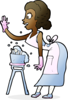 cartoon housewife washing up png