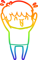 arco iris degradado línea dibujo de un dibujos animados riendo chico png