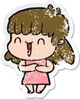 distressed sticker of a cartoon woman png