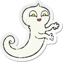 pegatina retro angustiada de un fantasma de dibujos animados png