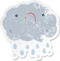 distressed sticker of a cute cartoon cloud png