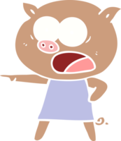 flat color style cartoon pig shouting png