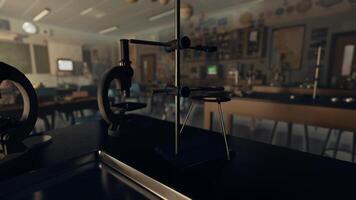 A black table with a black clock and some chairs video