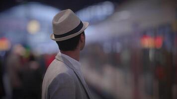 Lifestyle Portrait of Single Man Traveling at Night video