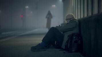 fattig person lidande från fattigdom varelse en social utstött ensam och hopplös video