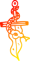 warm gradient line drawing of a cartoon tattoo dagger symbol png