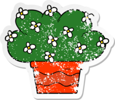 distressed sticker of a cartoon plant png