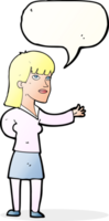 cartone animato donna spiegando con discorso bolla png
