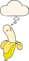 cartoon banana with thought bubble in comic book style png