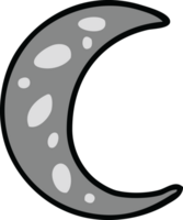 hand drawn cartoon doodle of a crescent moon png