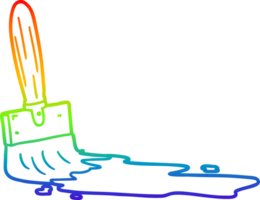 rainbow gradient line drawing of a cartoon paint brush png