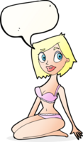 cartoon pretty woman in underwear with speech bubble png