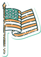 image emblématique de style tatouage autocollant en détresse du drapeau américain png