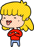 cartone animato ragazza attaccare su lingua png