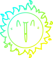 cold gradient line drawing of a happy cartoon sun png