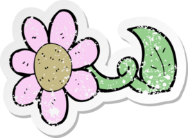 retro distressed sticker of a cartoon flower png