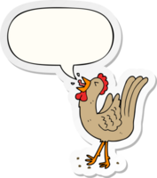 cartoon crowing cockerel with speech bubble sticker png