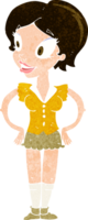 tecknad serie Lycklig kvinna i kort kjol png