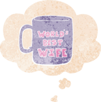 os mundos melhor esposa caneca com pensamento bolha dentro grunge angustiado retro texturizado estilo png