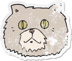 distressed sticker of a cartoon cat face png