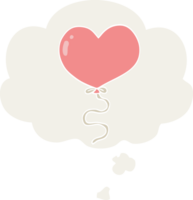 cartoon love heart balloon with thought bubble in retro style png
