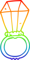 Regenbogen Gradient Linie Zeichnung von ein Karikatur Engagement Ring png