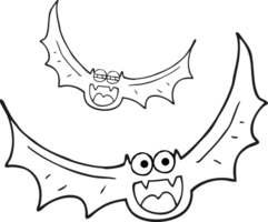 hand drawn black and white cartoon halloween bats png