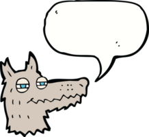 cartoon smug wolf face with speech bubble png