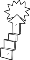 hand drawn black and white cartoon stepping up arrow png
