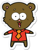 pegatina de una caricatura de oso de peluche riéndose con camisa y corbata png