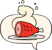 cartoon cooked meat with speech bubble in comic book style png