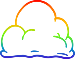 rainbow gradient line drawing of a cartoon storm cloud png