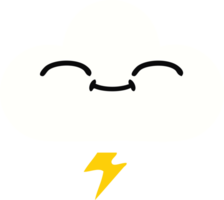 plat Couleur rétro dessin animé de une tonnerre nuage png