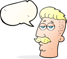 hand drawn speech bubble cartoon man with hipster hair cut png