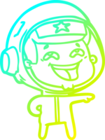 cold gradient line drawing of a cartoon laughing astronaut png