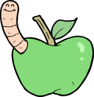 Cartoon-Apfel mit Wurm png