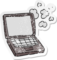 distressed sticker of a cartoon laptop computer png