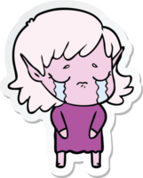 sticker of a cartoon crying elf girl png