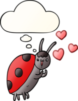 cute cartoon ladybug in love with thought bubble in smooth gradient style png