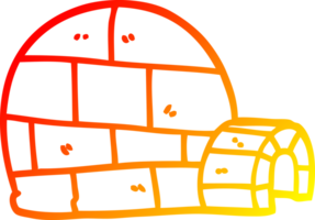 warm gradient line drawing of a cartoon winter igloo png