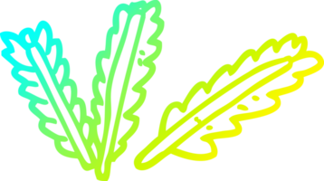 cold gradient line drawing of a cartoon scattered leaves png