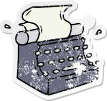 hand drawn distressed sticker cartoon doodle of old school typewriter png